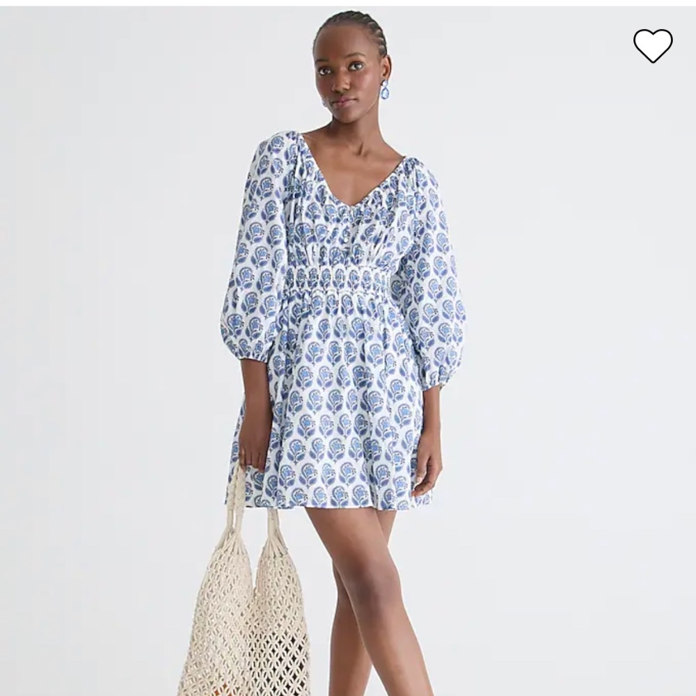 NWT J. Crew V Neck Mini Dress Bouquet Block Print M